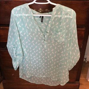 Light Blue Feather Blouse
